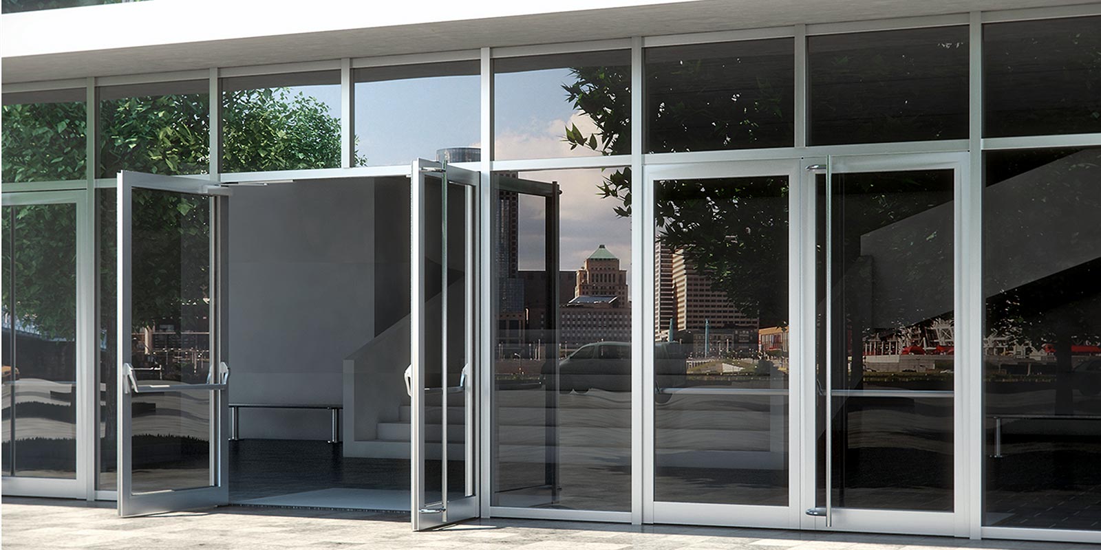 Маятниковая входная алюминиевая дверь Маятниковая входная алюминиевая дверь